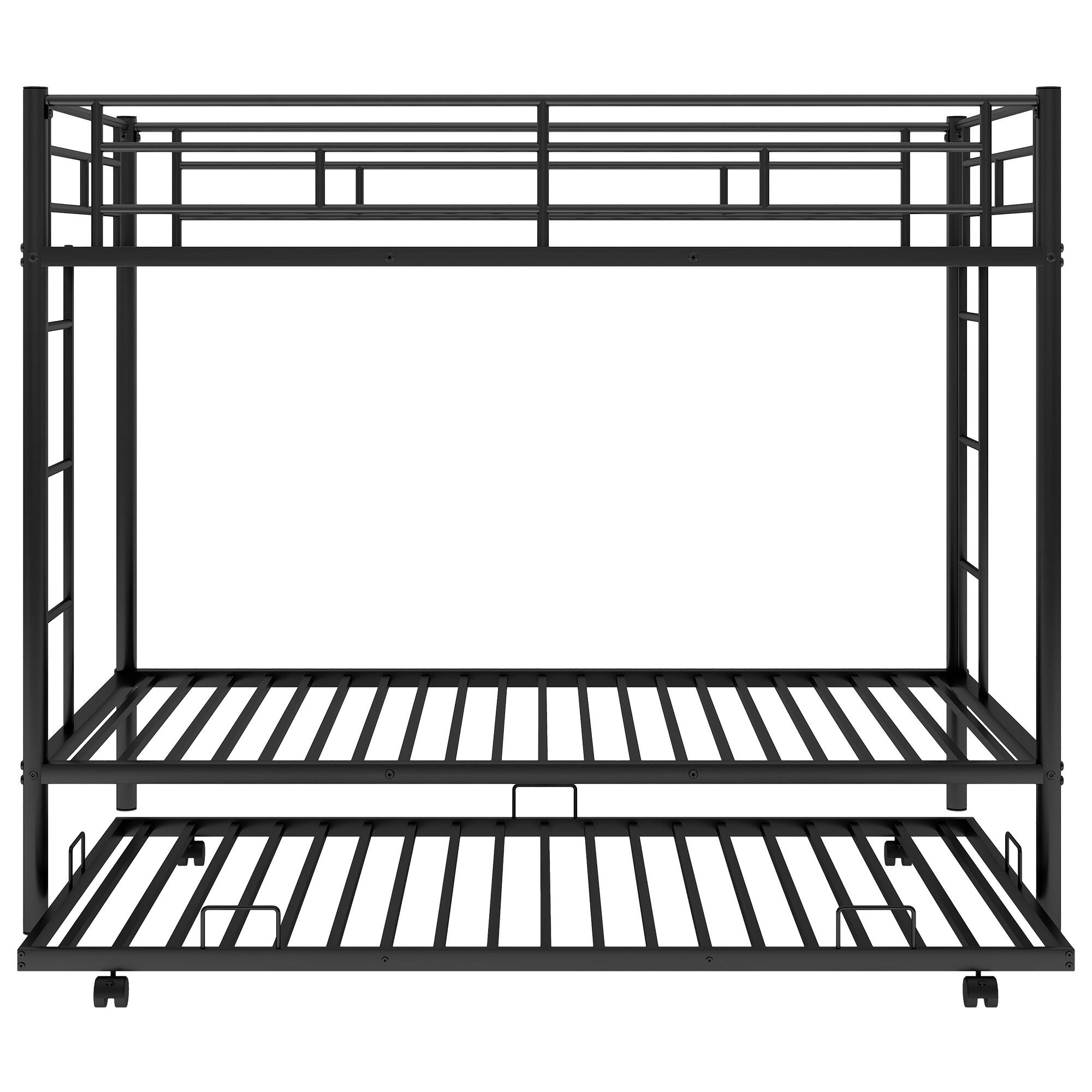 Alt View 1. GOODSILO - Twin over Twin Bunk Bed with Trundle - Black.