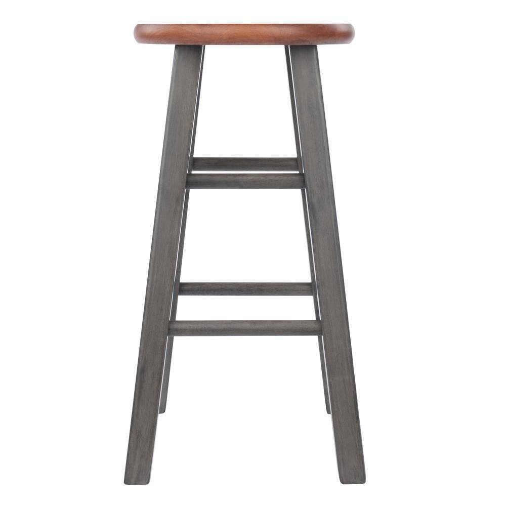 Left. FurniFact - 24" Solid Wood Counter Stool, Weathered Gray/Rustic Teak Finish - Rustic Gray / Teak.