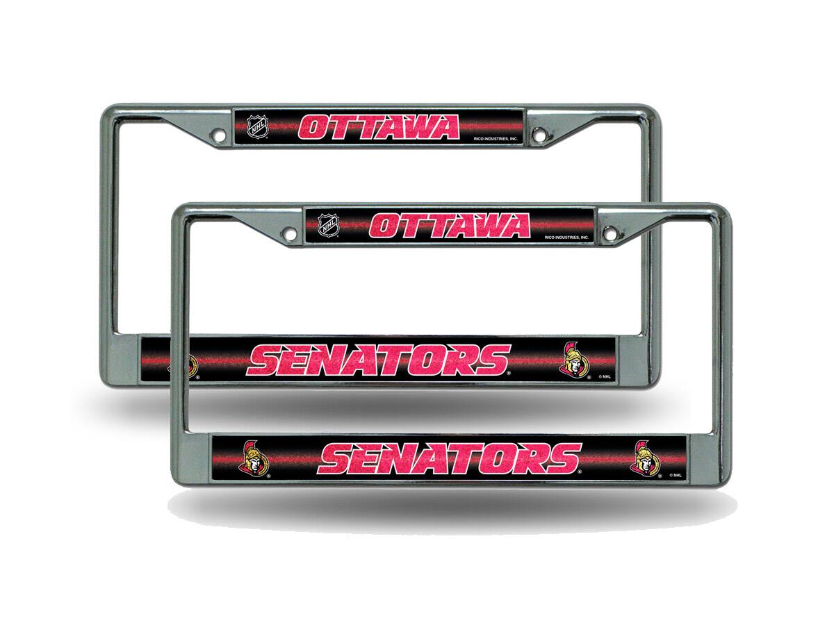 Ottawa Senators NHL Sparkly Glitter Bling Look (Set of 2) Chrome License Plate Frames