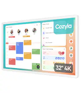 Cozyla - Digital Calendar+2: 32'' 4K Wall Planner Touch Screen Chore Chart Smart Calendar for Family Schedules Support App Store - White