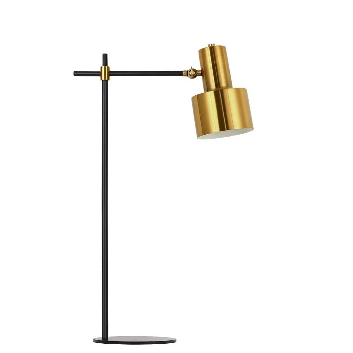 Angle. Oumilen - 24.6in Modern Metal Table Lamp – Black & Gold Adjustable Desk Lamp with Rotatable Head, E26.