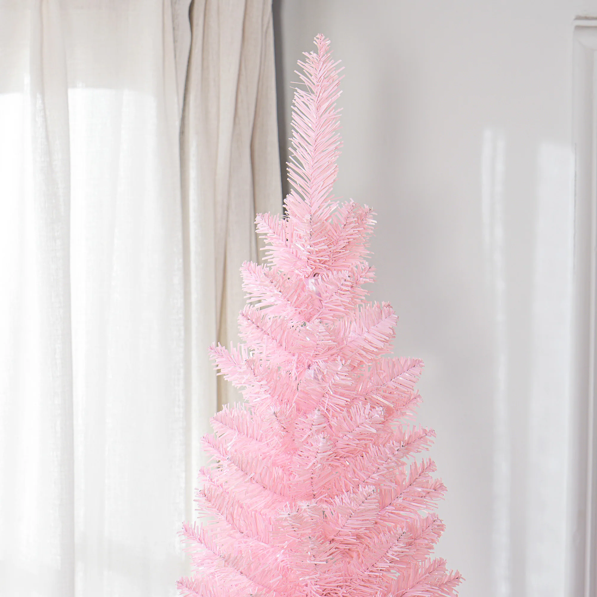 Alt View 7. Homcom - Artificial Pencil Christmas Tree, Slim Xmas Tree with 618 Realistic Branch Tips and Plastic Stand - Pink.