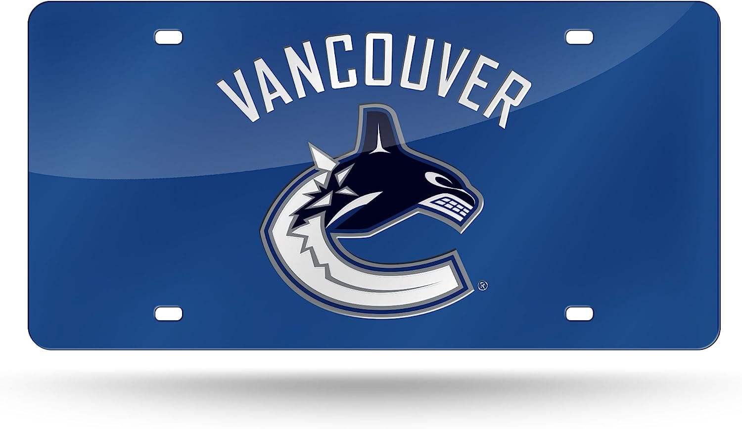 Rico Industries - Vancouver Canucks Blue Mirror Look Acrylic License Plate Laser Tag Auto Tag - Multi