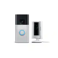Ring - Starter Set with Battery Doorbell and Indoor Cam - Satin Nickel and White - Front_Zoom
