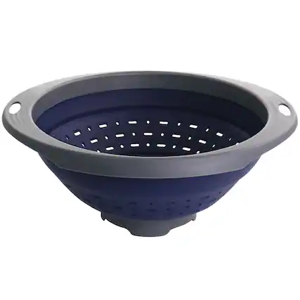 Front. Oster - Oster Bluemarine Collapsible Polypropylene Colander in Navy - Blue.