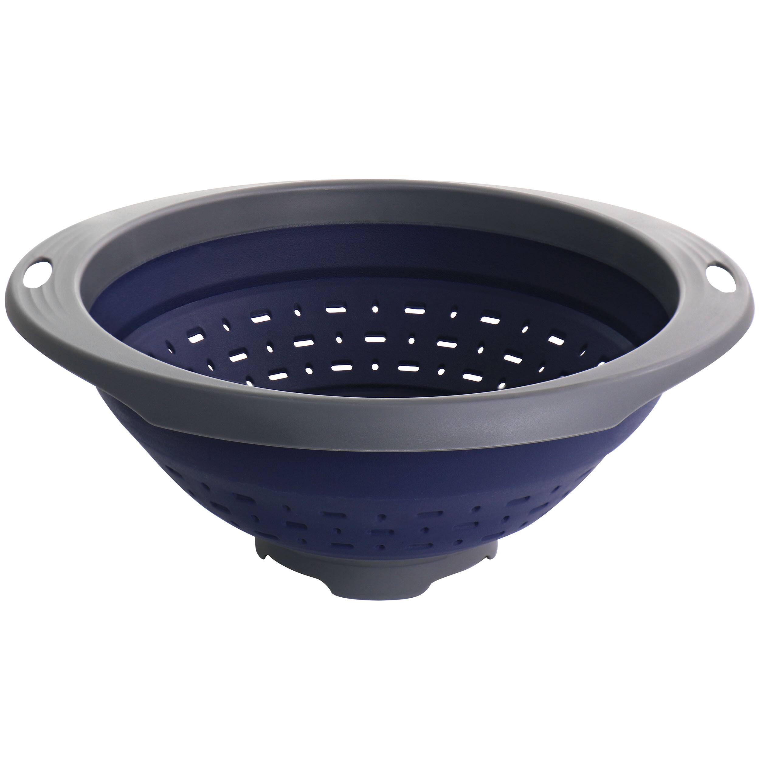 Front. Oster - Oster Bluemarine Collapsible Polypropylene Colander in Navy - Blue.