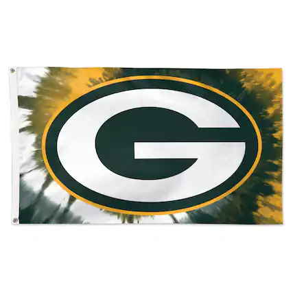 Front. WinCraft - Green Bay Packers 3' x 5' Tye Dye Deluxe Single-Sided Flag - Multicolor.