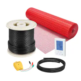 VEVOR - 60 sqft Floor Heating Mat System, 120V Electric Radiant Heated Floor System, with Decoupling Membrane & Smart Control - Black