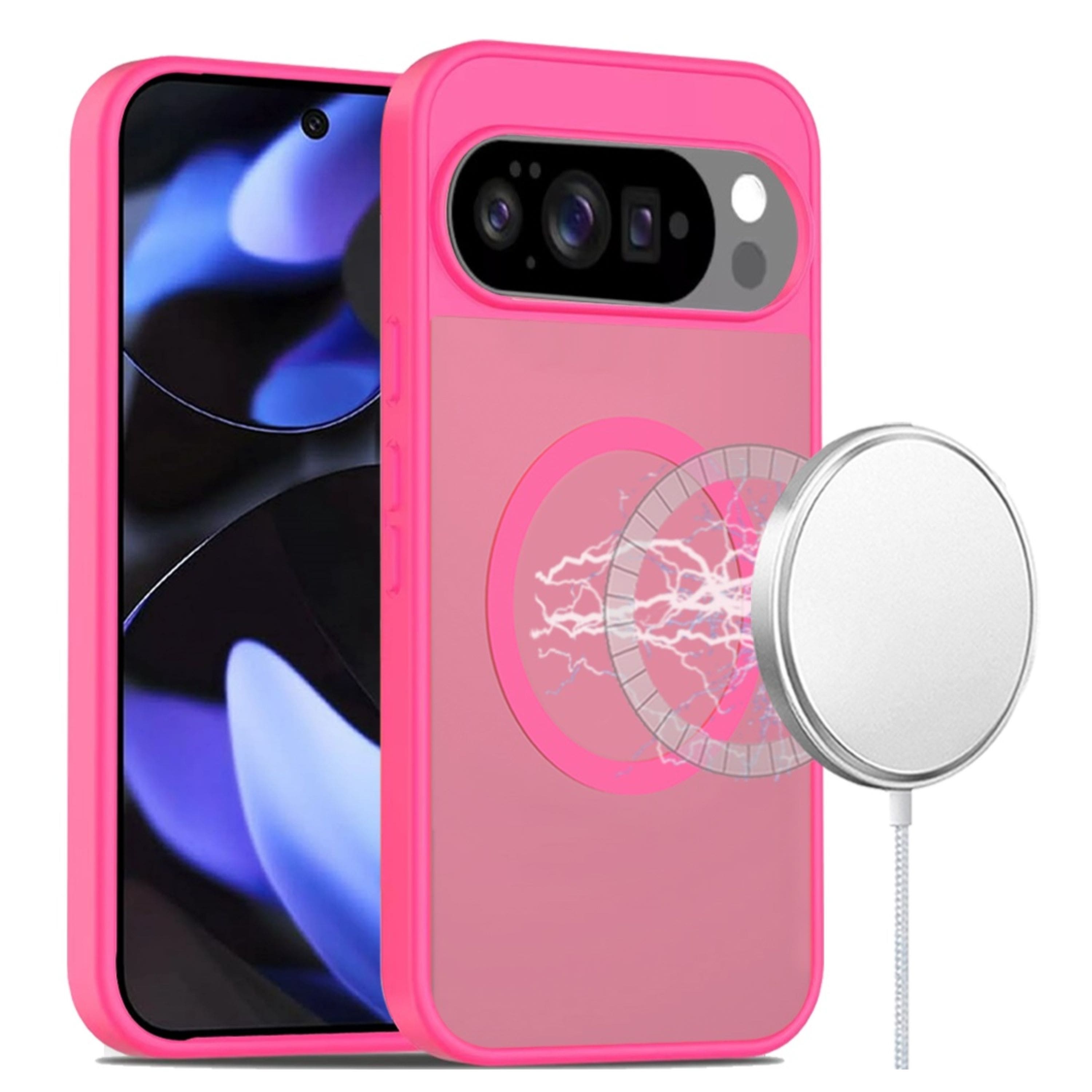 Kitcheniva - Soft Touch Translucent Magnetic Case With Tempered Glass For Google Pixel 10 / 10 Pro - Hot Pink price history on PriceWatchPro