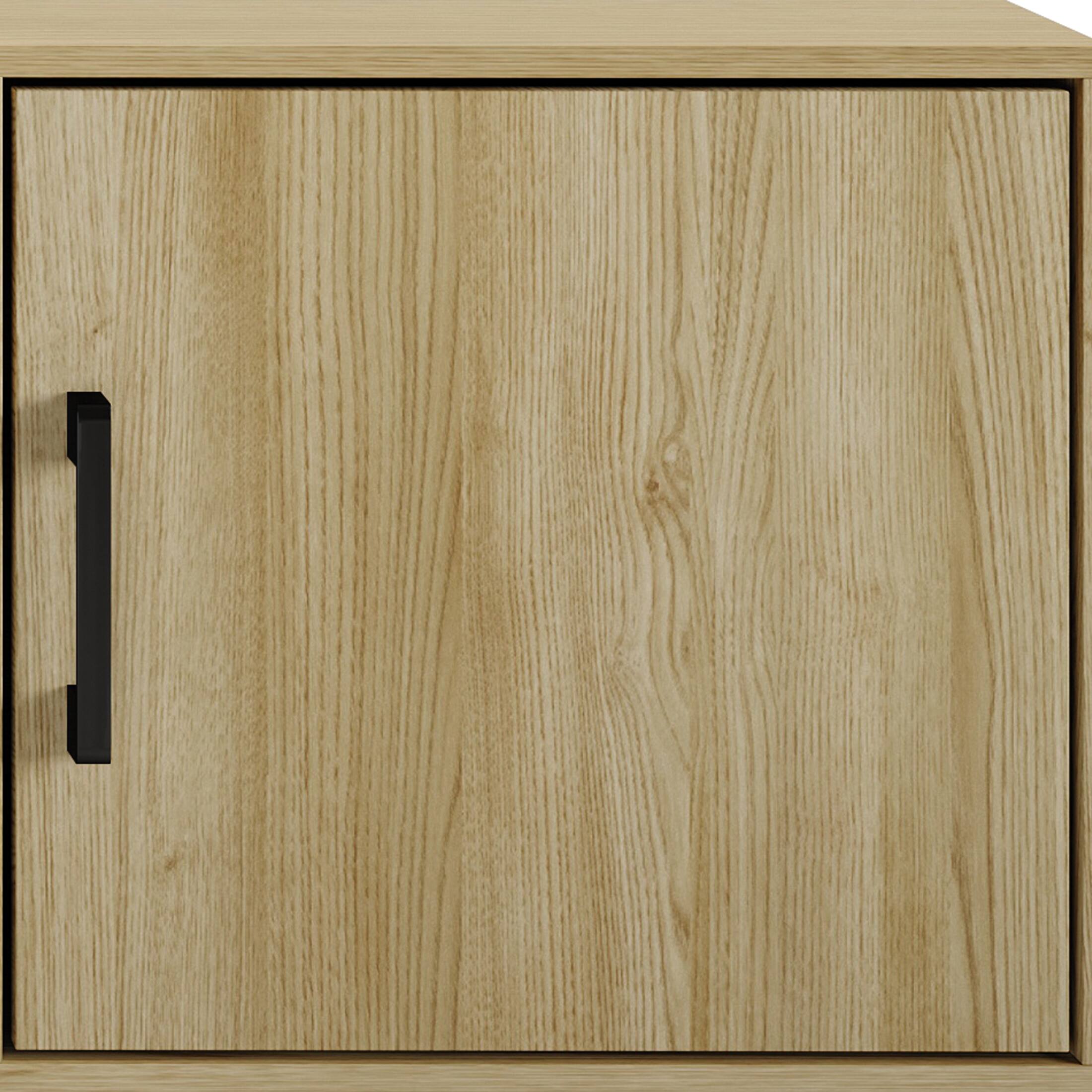 Alt View 4. ChaletPosh - Modern TV Console with 2 Cabinets and Open Shelving, Sanremo Light Oak - Light Oak.