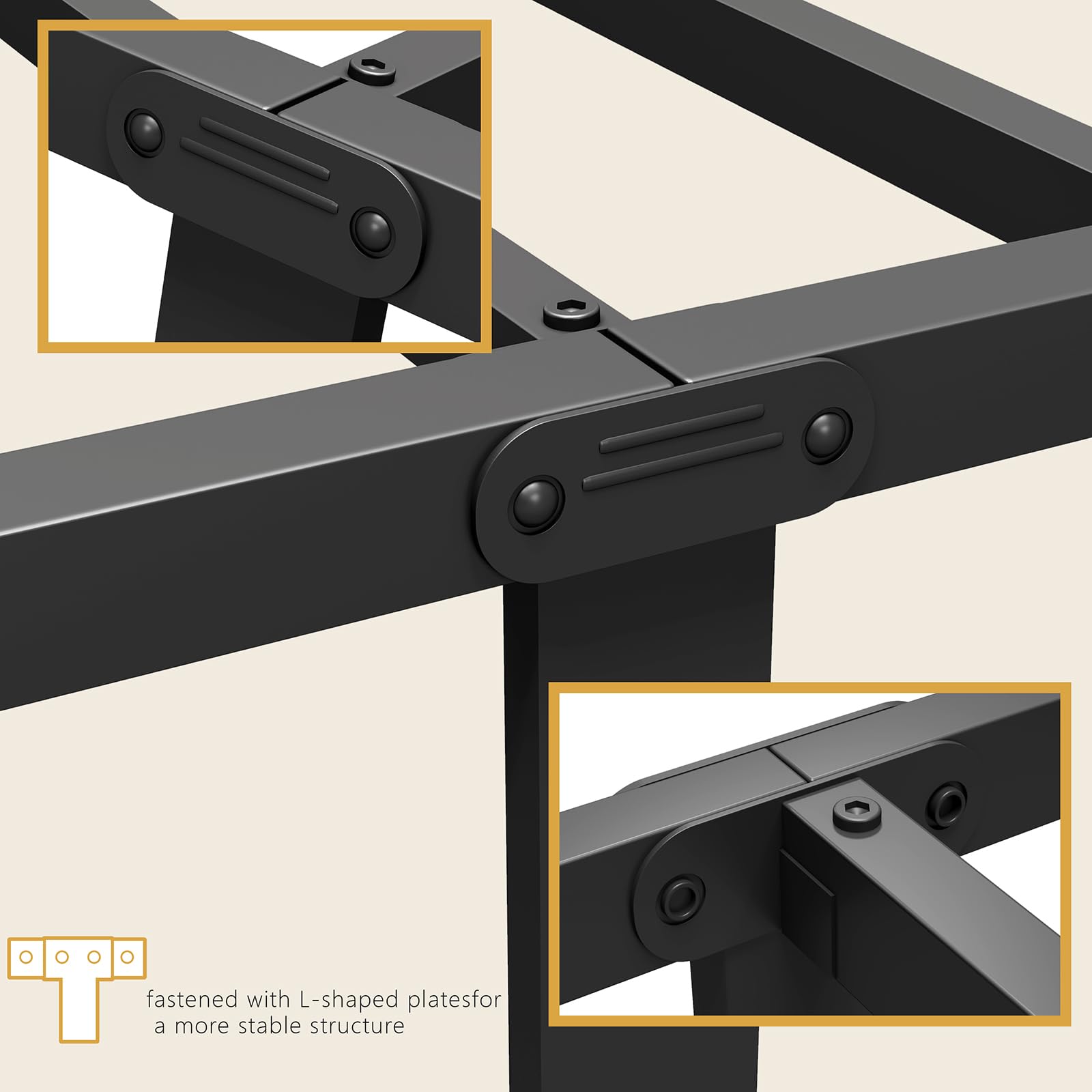fastened with L-shaped plates for a more stable structure