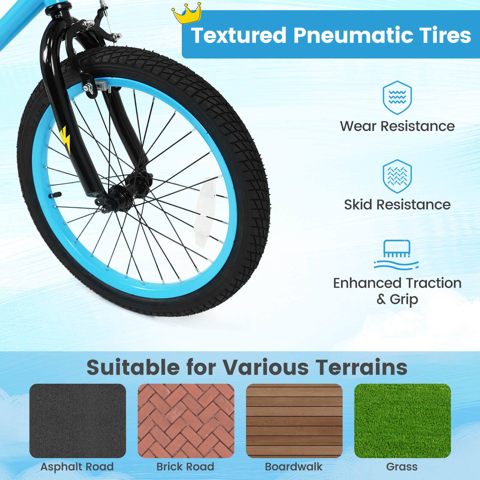Textured Pneumatic Tires

- Wear Resistance
- Skid Resistance
- Enhanced Traction & Grip

Suitable for Various Terrains

- Asphalt Road
- Brick Road
- Boardwalk
- Grass