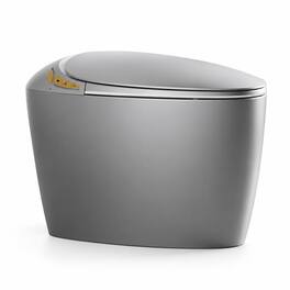 RYHNUYNE - Unique Smart Bidet Toilet With Heated Seat, Auto Open Close Foot Sensor LED Display Nightlight Warm Water Dryer In Grey - Gray