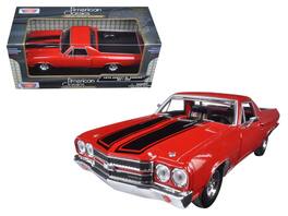 1970 Chevrolet El Camino SS 396 Red with Black Stripes 1/24 Diecast Model Car by Motormax - Red, Black