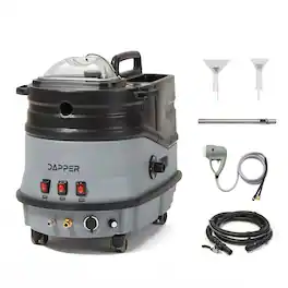 Dapper Supply - Commercial Cold Water Carpet & Upholstery Extractor with Scrub Brush, Blower, 1 Gal. Solution & 2.5 Gal. Recovery Tank - Gray