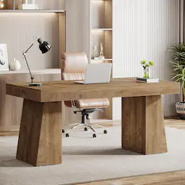 Tribesigns - Office Executive Desk, For Computer Work and Writing in Home Offices and Everyday Organization - Light Brown
