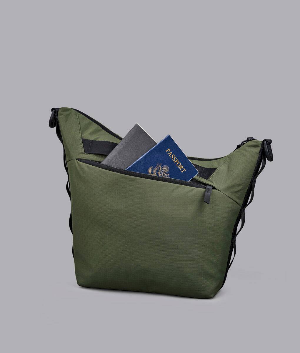 Alt View 3. ALPAKA - Flow Satchel 10L Shoulder Bag for 13" Laptop with Water Bottle Holder - Green.