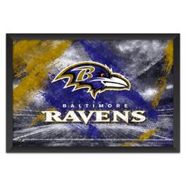 Sporticulture - Baltimore Ravens 14" x 20" Brush Stroke Logo Framed Art Print - Multicolor