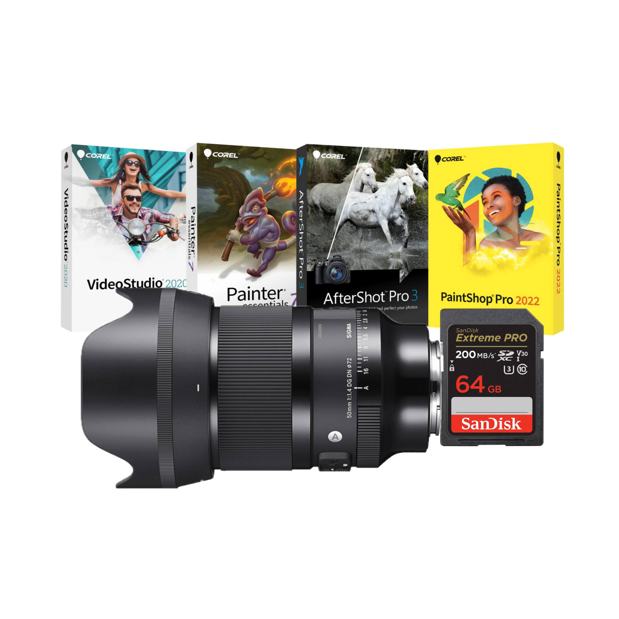 Sigma - 50mm F1.4 DG DN Art Lens Compatible (Black, Sony E Mount) Bundle