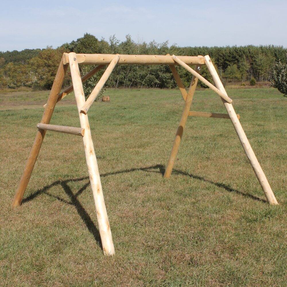 Alt View 1. Contoured Comfort - 5 ft Cedar Log A-Frame for Double Chair Swings  4 Drilled Holes - Brown.