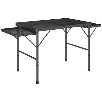 Front. Outsunny - Camping Table, 4.5ft Portable Table with 2 Wing Panels - Black.