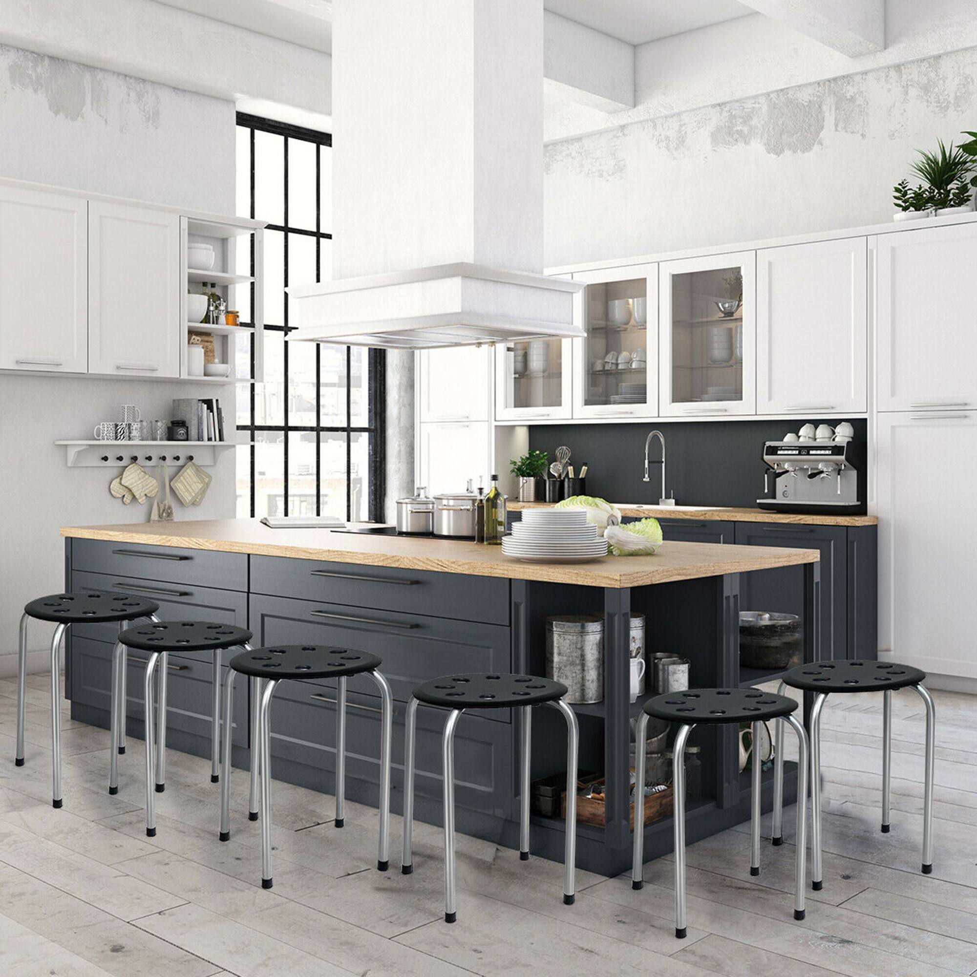 Alt View 2. Gymax - Gymax Set of 6 Portable Plastic Stack Stools Backless Classroom Seating Black and Gray - Black + Gray.