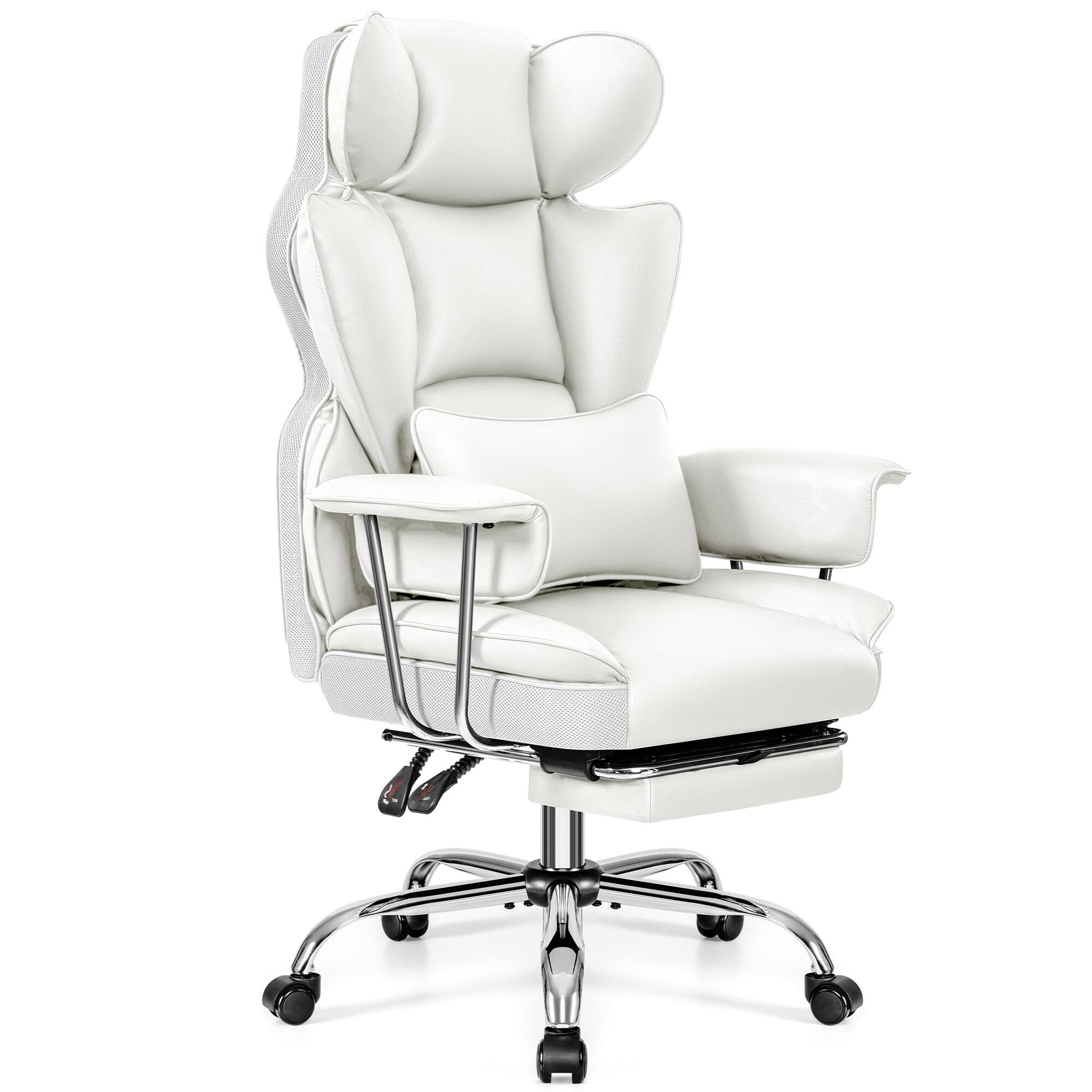 Alt View 4. KERDOM - Ergonomic Big and Tall Office Chair with Footrest, Soft High Back Executive Beautiful PU Leather Computer Chair - White.