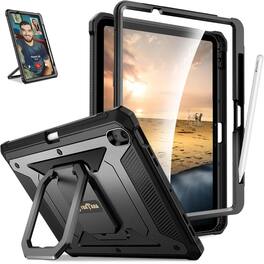 Kitcheniva - Rugged Rotating Stand Case For iPad Air 11 Inch M3 2025 And M2 2024 With Grip - Black
