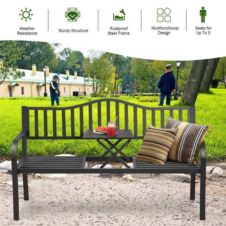Weather Resistance  
Sturdy Structure  
Rustproof Steel Frame  
Multifunctional Design  
Seats for Up To 3