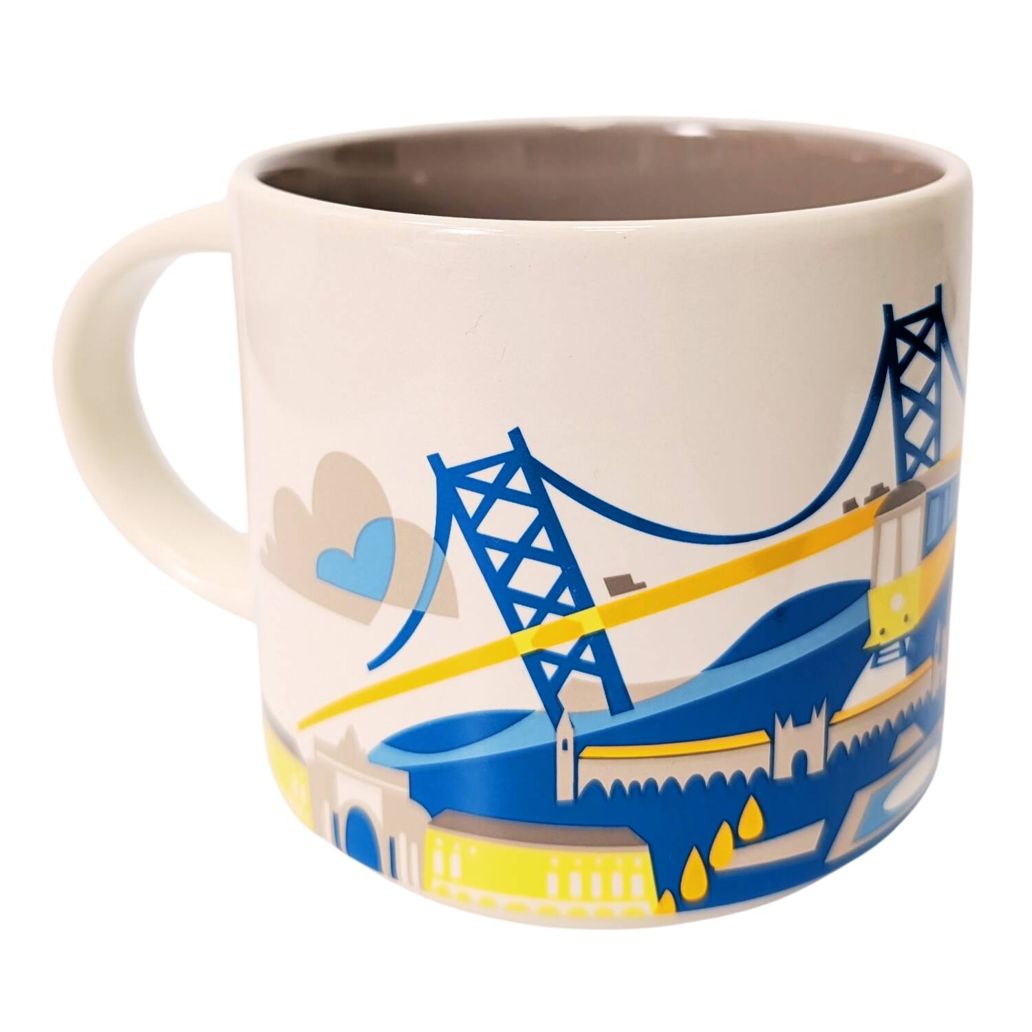 Left. Starbucks - Starbucks You Are Here Series Lisboa Ceramic Mug, 14 Oz - Gray.