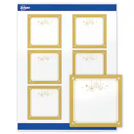 Avery - Avery® Labels, 3" x 3", Glossy Metallic Gold Hanging Ornaments - White