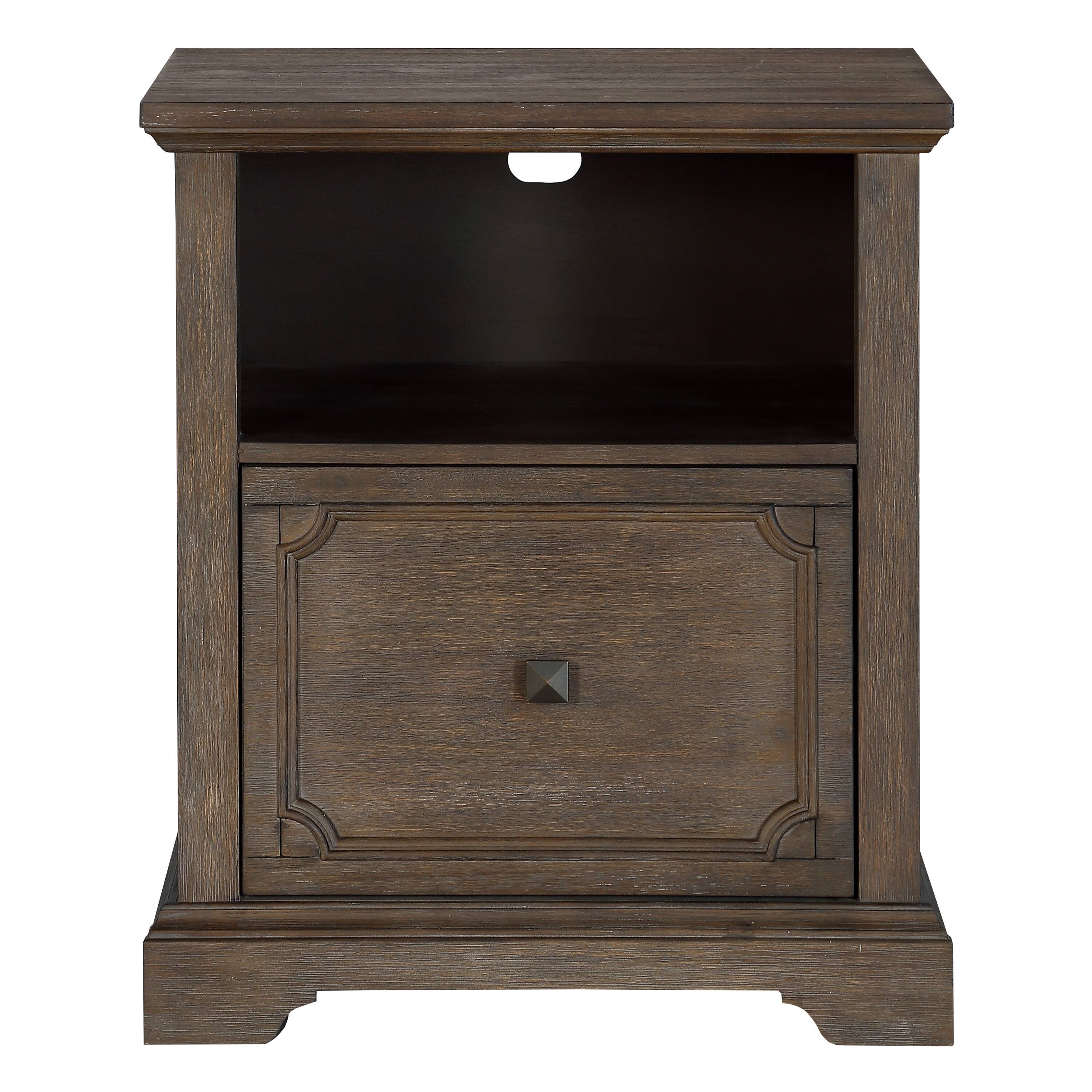 Front. APRILSOUL - Dark Oak Finish 1pc File Cabinet Storage Drawer Shelf Casters Wooden Furniture.