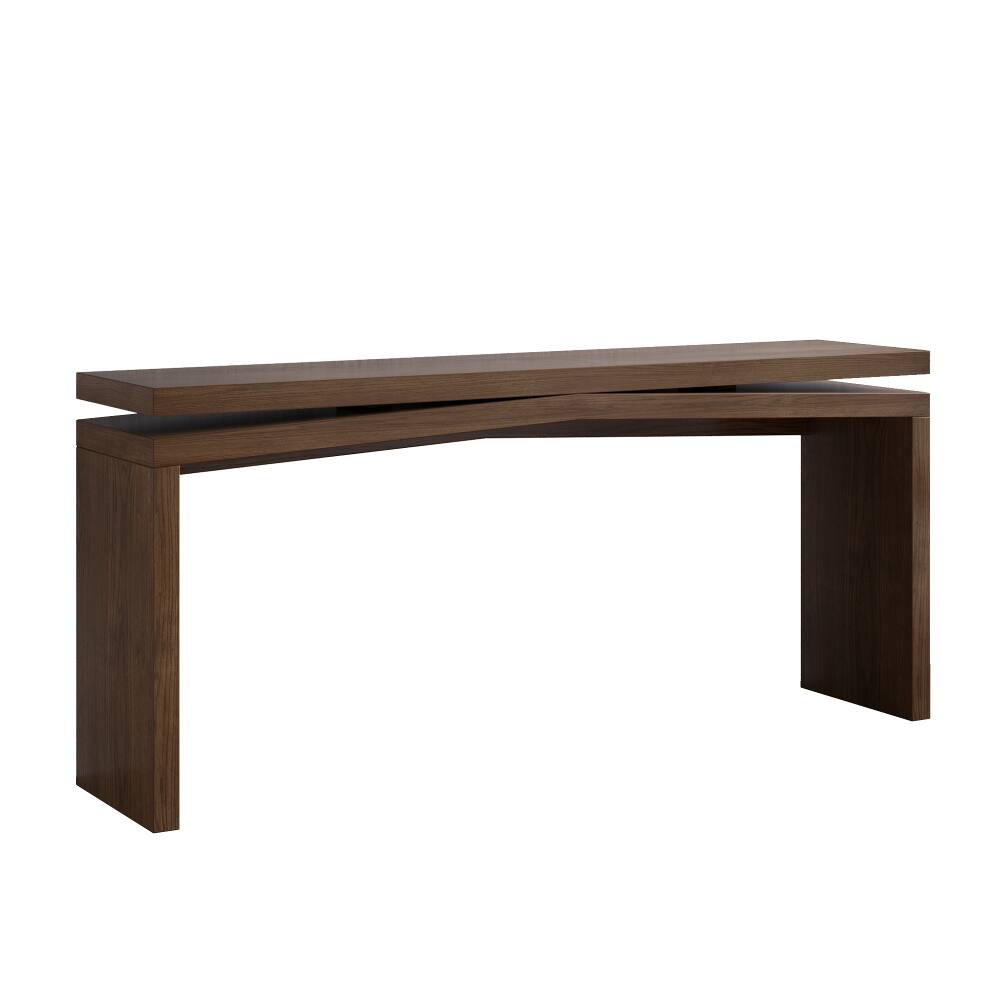 Alt View 6. Loheer - Loheer 65-Inch Solid Wood Veneer Console Table, Long Farmhouse Entryway Sofa Table, Rustic Brown - Deep Rustic Brown.