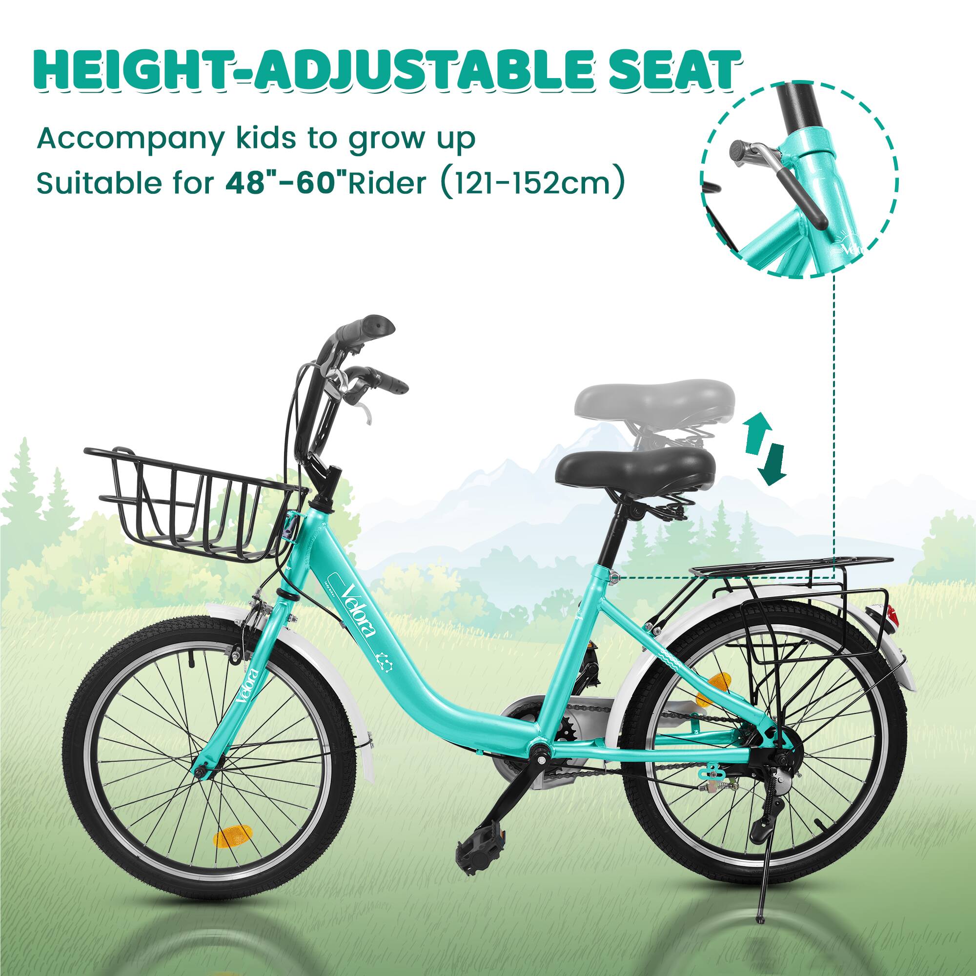 HEIGHT-ADJUSTABLE SEAT  
Accompany kids to grow up  
Suitable for 48"-60" Rider (121-152cm)