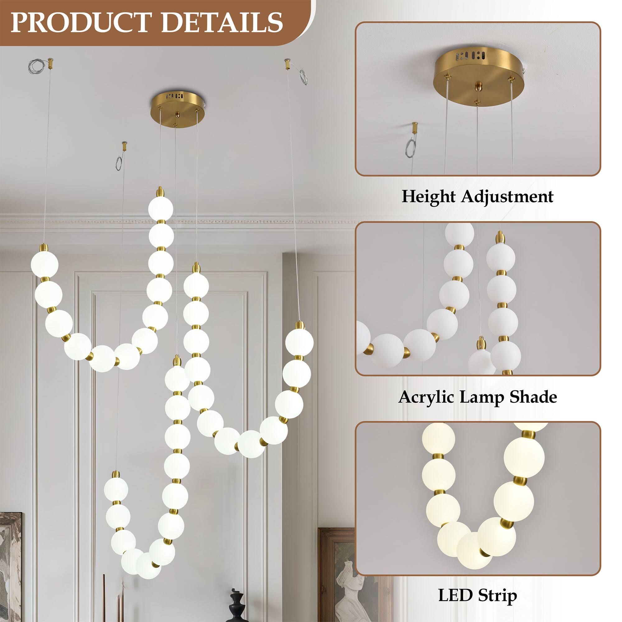 PRODUCT DETAILS

- Height Adjustment
- Acrylic Lamp Shade
- LED Strip