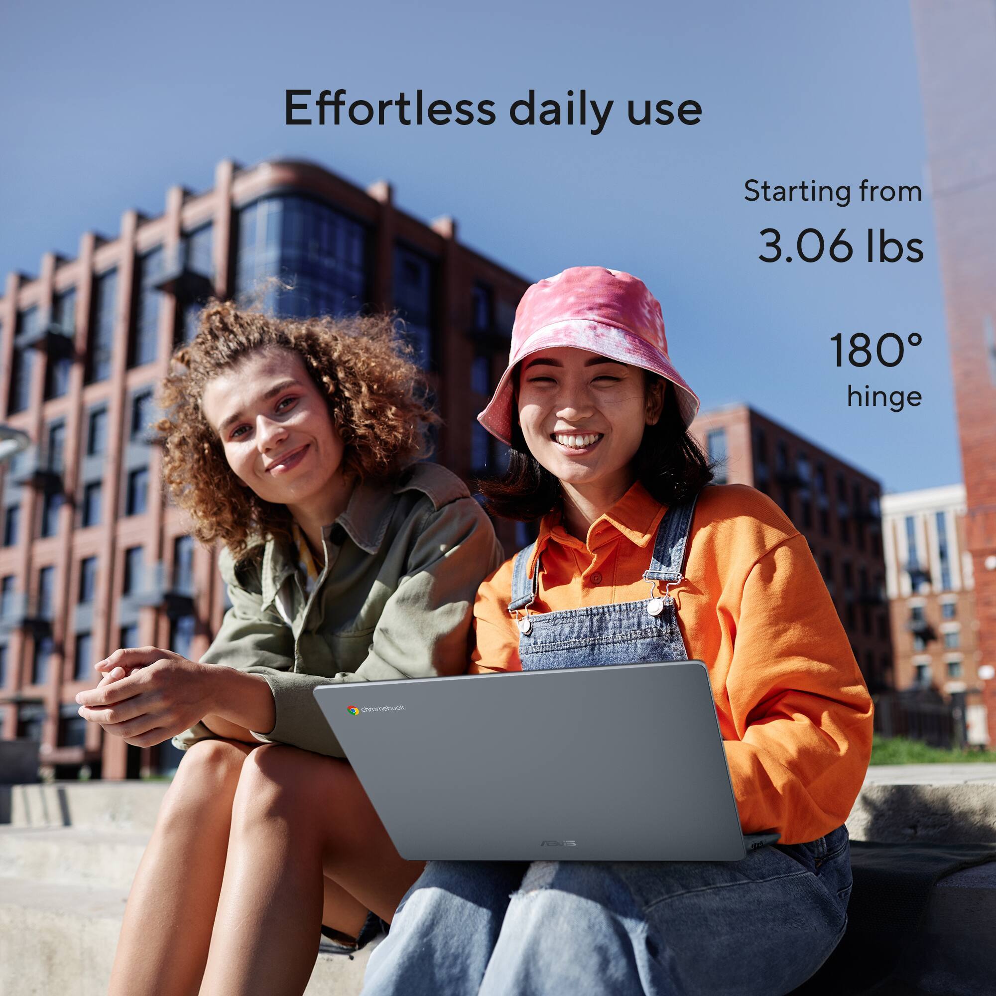 Effortless daily use  
Starting from 3.06 lbs  
180° hinge