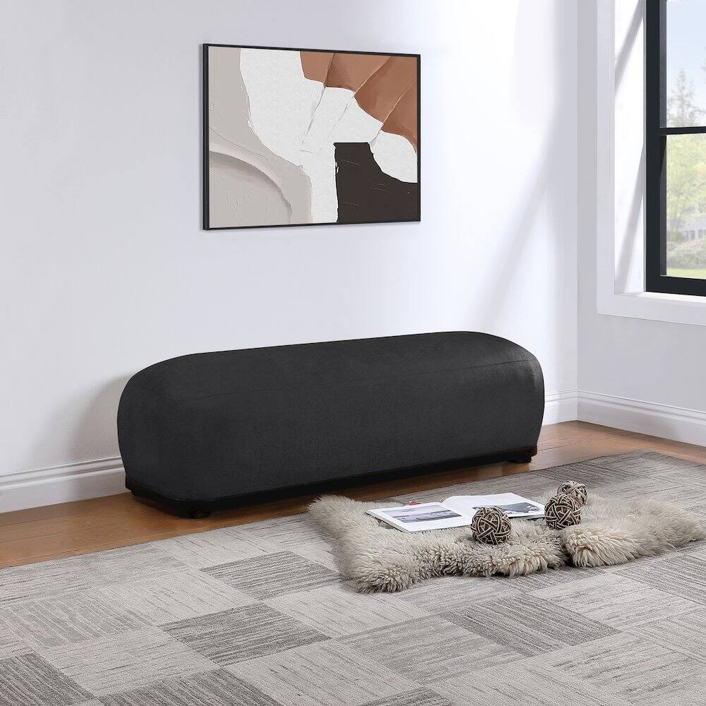 Alt View 1. Meridian Furniture - Calum Black Chenille Fabric Bench - Black.