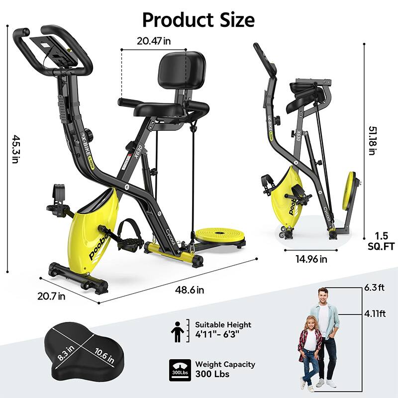 Product Size  
20.47 in  
45.3 in  
51.18 in  
20.7 in  
48.6 in  
14.96 in  
1.5 SQ.FT  
6.3 ft  
4.11 ft  

Suitable Height: 4'11" - 6'3"  

Weight Capacity: 300 Lbs