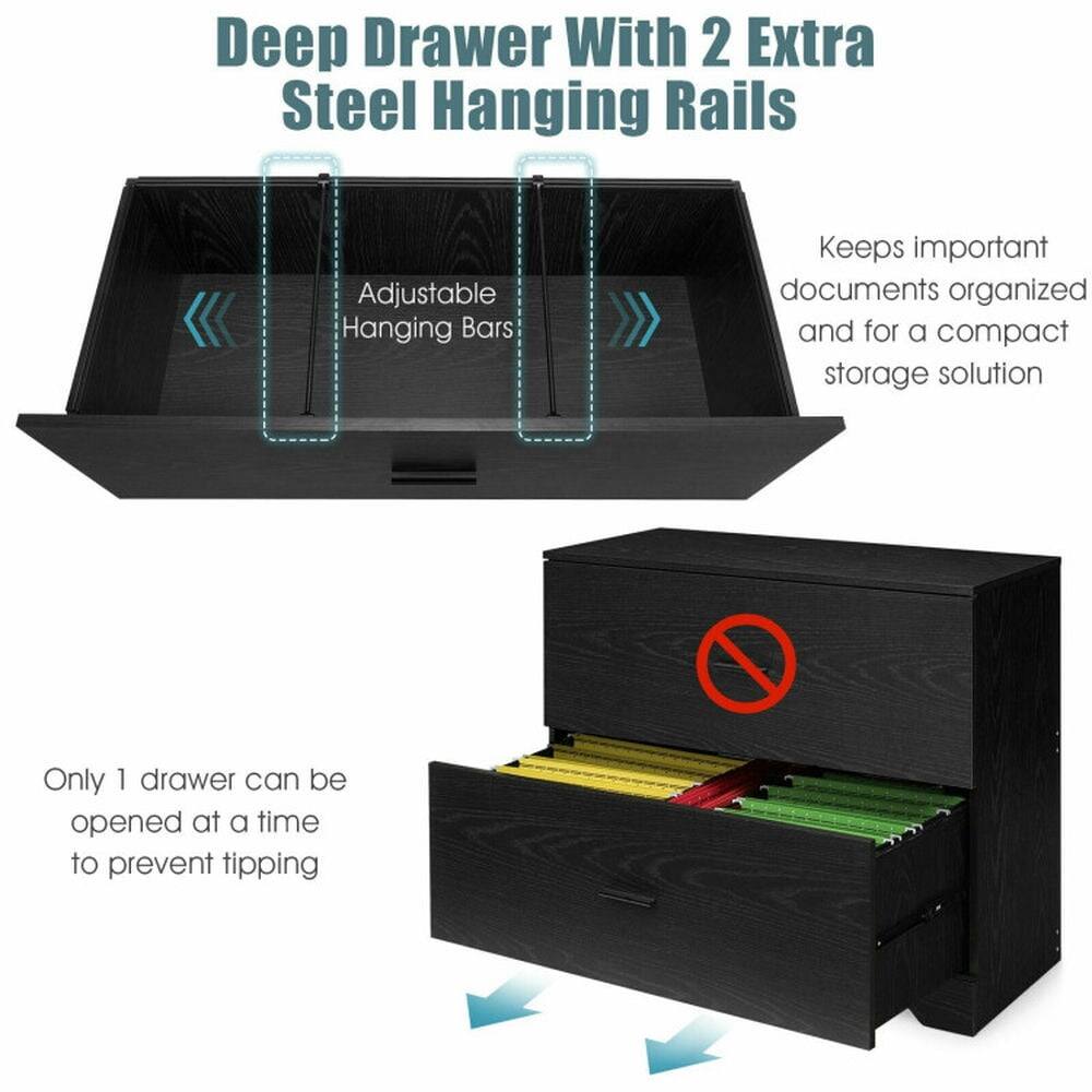 Deep Drawer With 2 Extra Steel Hanging Rails

Adjustable Hanging Bars

Keeps important documents organized and for a compact storage solution

Only 1 drawer can be opened at a time to prevent tipping