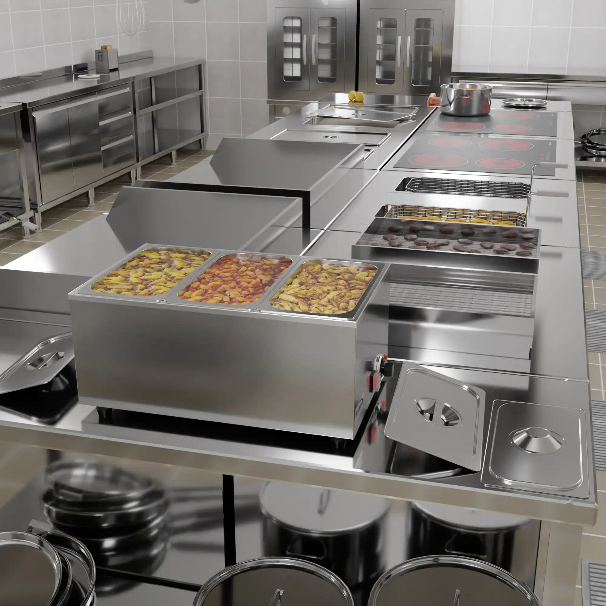 Alt View 5. Koolmore - 6 Qt. Three-Section Electric Countertop Food Warmer, CFW-3. - Silver.