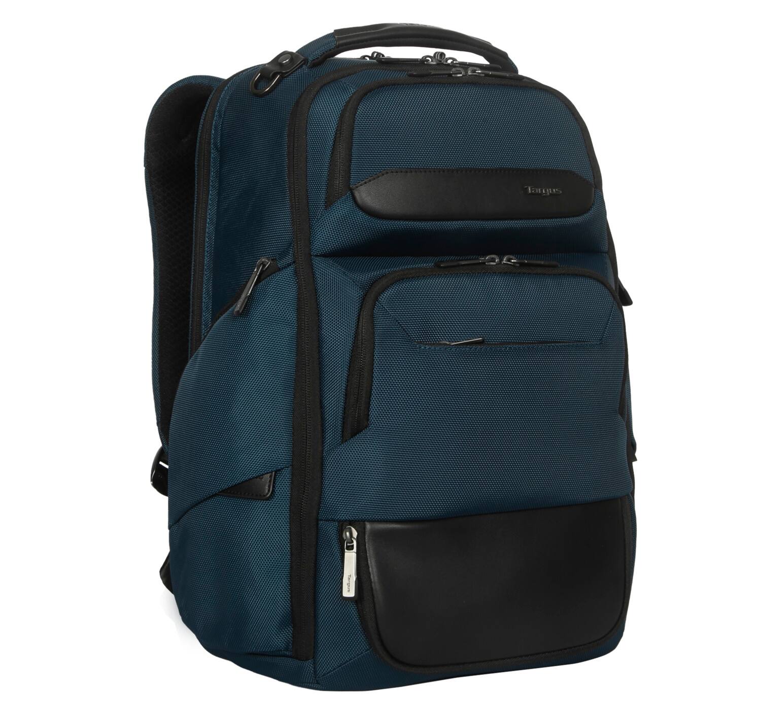 Angle. Targus - 15-16” HeritageLuxe Backpack - Blue.