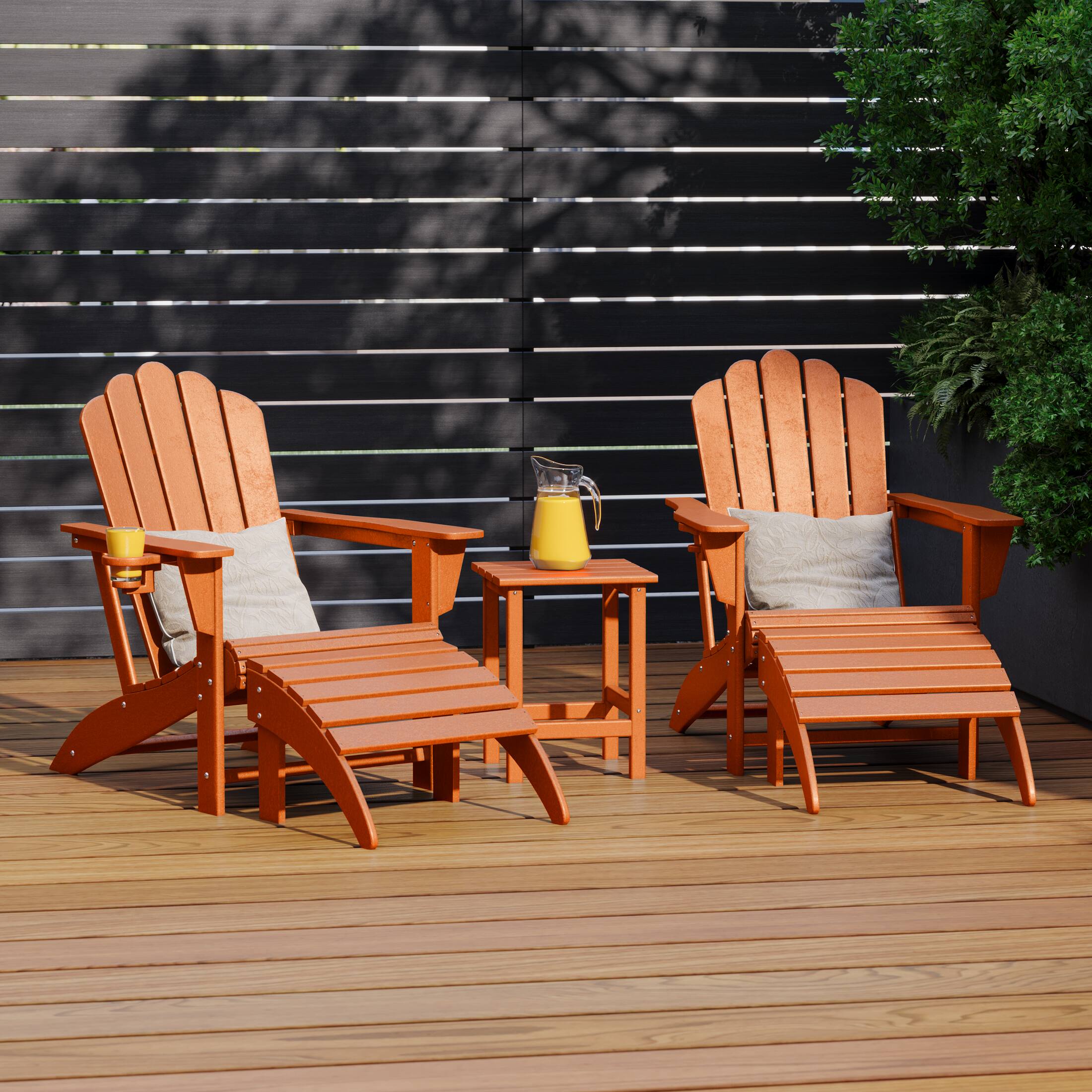 Angle. WestinTrends - WestinTrends Highland 5-Piece Adirondack Chair with Folding Ottoman and Table Set - Orange.