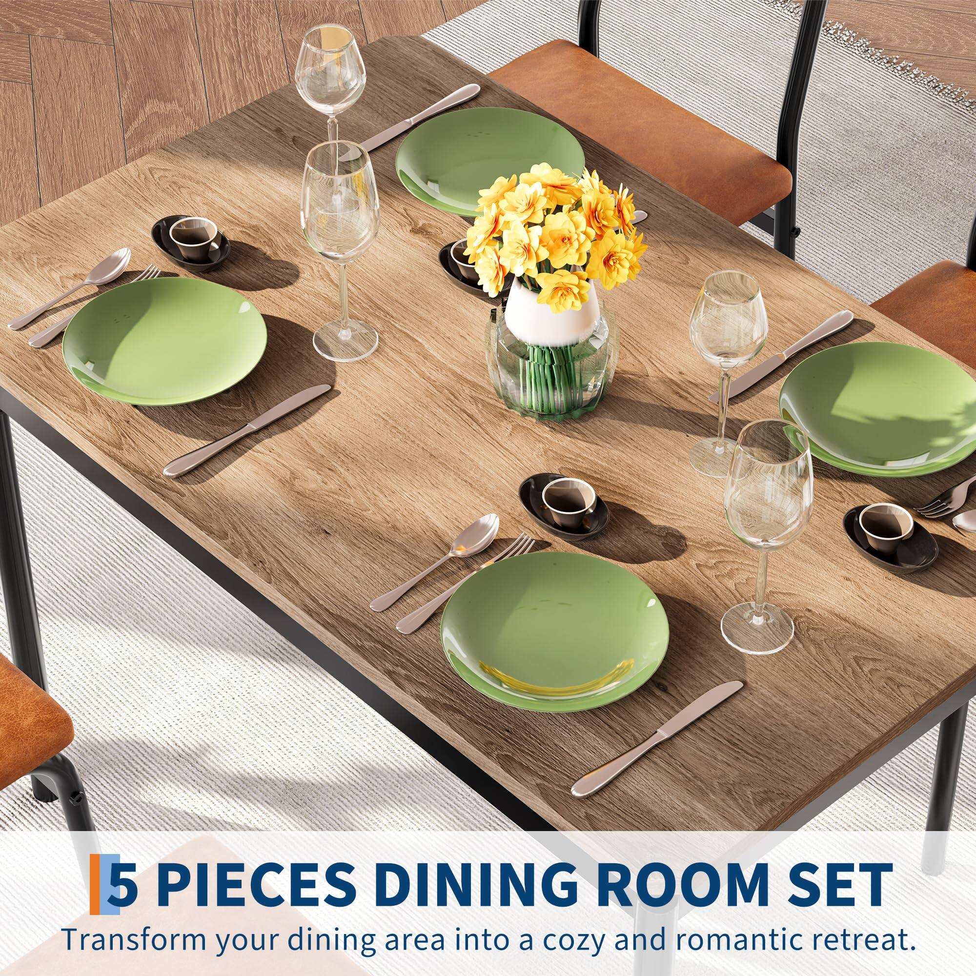 5 PIECES DINING ROOM SET  
Transform your dining area into a cozy and romantic retreat.