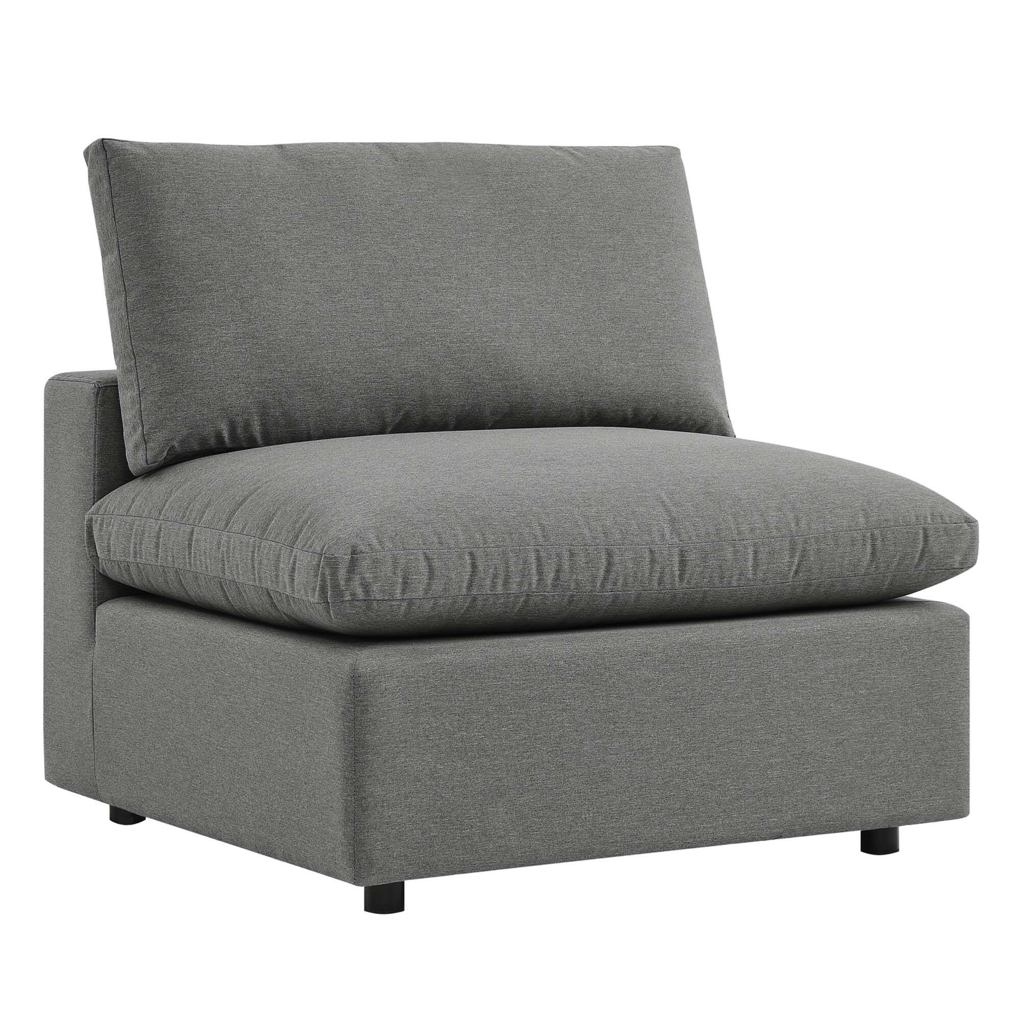 Angle. Modway - Commix Overstuffed Outdoor Patio Armless Chair by Modway - Charcoal.