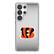 Front. Keyscaper - Cincinnati Bengals Linen Logo Galaxy Clear Case - S24 - Multicolor.
