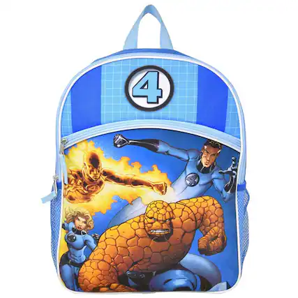 Front. Marvel - Marvel Fantastic Four 16" Blue School Backpack with Front and Side Pockets - Blue.