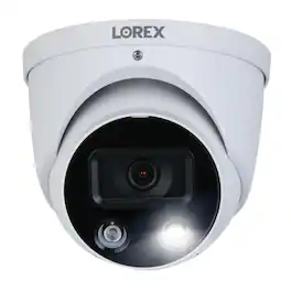 Lorex - 4K Ultra HD Wired Analog Indoor/Outdoor Add-on IP Dome Security Camera, Smart Deterrence Plus - White