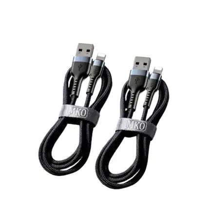 Front. Stock Preferred - 2-Pack USB-A to Lightning Charging & Data Cables (5ft) – Fast Charger for iPhone 14/13/12/11 Pro Max, iPad, iPod.