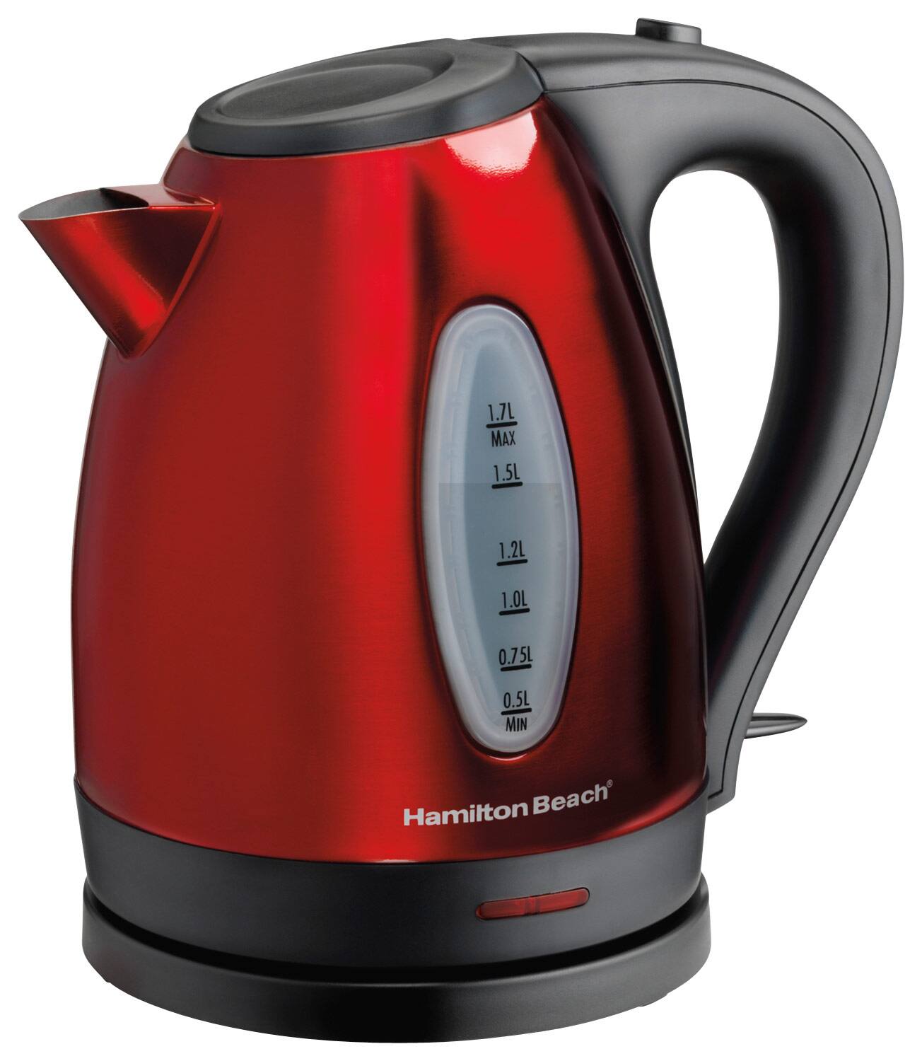 Angle. Hamilton Beach - 1.7 Liter Electric Kettle - Red/Black.
