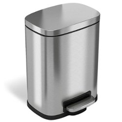 Halo - Premium Stainless Steel 1.32 Gallon / 5 Liter Step Pedal Trash Can with Removable Inner Bucket, Quiet Lid Close - Stainless Steel - Angle_Zoom